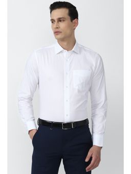 Van Heusen - Men White Regular Fit Solid Full Sleeves Formal Shirt