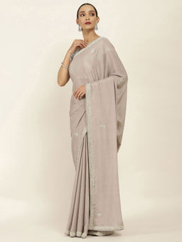 Soch - Embellished Chiffon Saree with Unstitched Blouse
