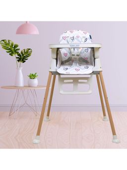 Polka Tots - Kids White Portable Baby Dinning Table High Chair with Footrest for Toddler