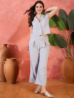 Gahan - Blue Self Design Sleeveless Co-Ord Set