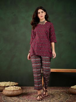 Gahan - Maroon Floral Printed Co-Ord Set