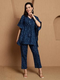 Gahan - Indigo Printed Kaftan Style Co-Ord Set