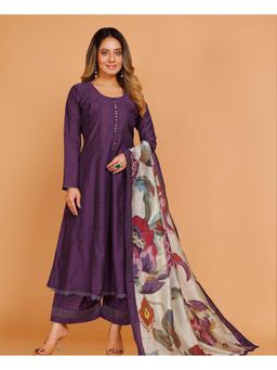 Autumnlane - Eliza Grape Anarkali Kurta with Pant and Dupatta (Set of 3)