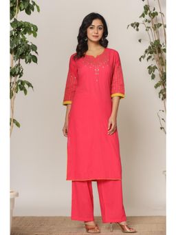 Autumnlane - Mika raspberry Kurta and Pant (Set of 2)