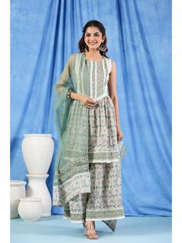 Autumnlane - Pavitra moss cotton sharara with Kurta and Dupatta (Set of 3)
