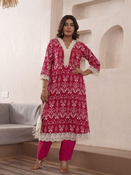 Autumnlane - Tashvika Rouge Cotton Kurta and Pant (Set of 2)