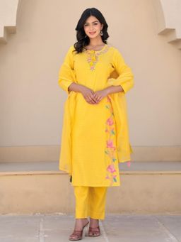 Autumnlane - Yutika Sunshine Cotton Kurta with Pant and Dupatta (Set of 3)