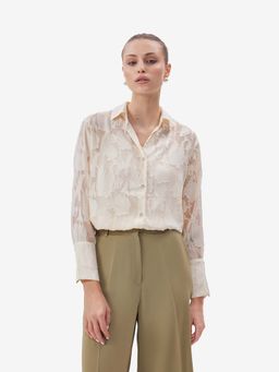 Strong And Brave - Women Premium Oversized Semi Sheer Party White Shirt