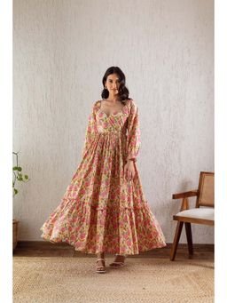 Hezal - Uros Yellow Pink Tier Maxi Dress