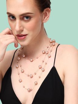Sohi - Gold Plated Party Pearls Layered Necklace For Women