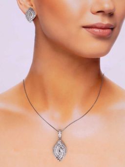 Kai Jewel - Sterling Pave Zircon Tear Drop Necklace With Earrings Set