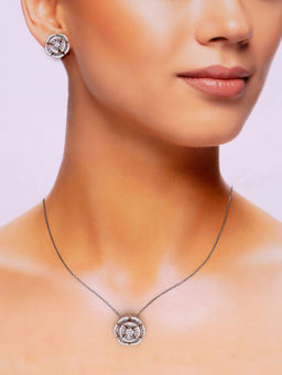 Kai Jewel - Sterling Crystal Blooms Necklace With Earrings Set