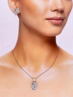 Kai Jewel - Sterling Opulent Ovals Zircon Necklace With Earrings Set