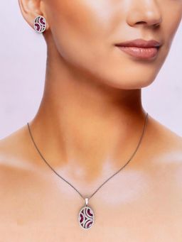 Kai Jewel - Sterling Opulent Ovals Zircon Necklace With Earrings Set
