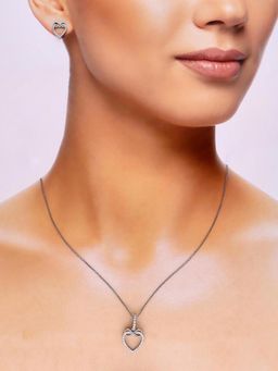 Kai Jewel - Sterling Infinity Bond Heart Necklace With Earrings Set