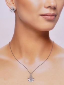 Kai Jewel - Sterling Shimmery Flare Crystal Necklace With Earrings Set