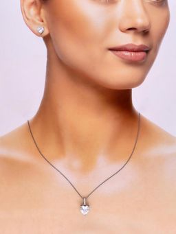 Kai Jewel - Sterling Hearty Crystals Of Love Necklace With Earrings Set