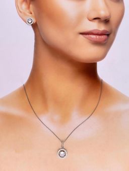 Kai Jewel - Sterling Radiating Rounds Zircon Necklace With Earrings Set