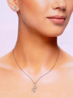 Kai Jewel - Sterling Bedazzling Beauty Heart Necklace With Earrings Set