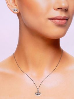 Kai Jewel - Sterling Crystal Crown Zircon Necklace With Earrings Set