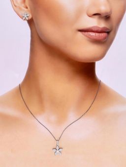 Kai Jewel - Sterling Floral Necklace With Earrings Set