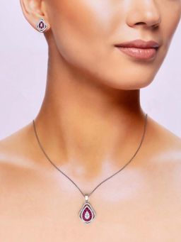 Kai Jewel - Sterling Glimmering Glamour Zircon Necklace With Earrings Set