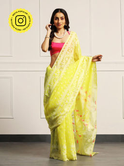 Aditri - Handloom Jamdani On Resham Silk Saree with Running Blouse