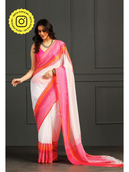 Aditri - White Handloom Khadi Cotton Saree with Running Blouse