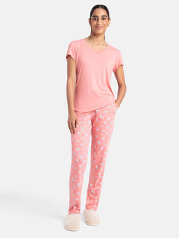 Jockey - RX85 Women Micro Modal Cotton T-Shirt and Pyjama Sleep Set - Peach Blossom