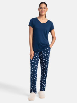 Jockey - RX85 Women Micro Modal Cotton T-Shirt and Pyjama Sleep Set - Pageant Blue