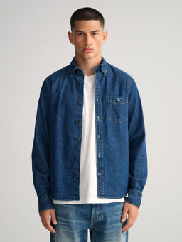 GANT - Men Blue Solid Regular Fit Shirt