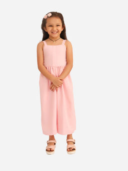 Tic Tac Toe Kids - Girls Baby Pink Spaghetti Jumpsuit