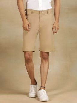 JadeBlue - Khaki Cotton Stretch Shorts - Solid Slim Fit
