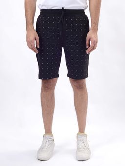 JadeBlue - Black Cotton Stretch Shorts - Slim Fit Printed Pattern