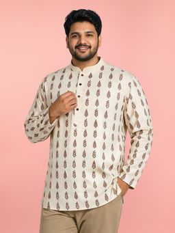 Vastramay - Men Cotton Block Print Short Kurta