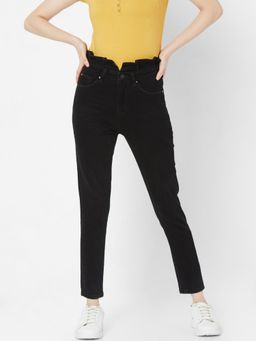 Spykar - Women Black Cotton Regular Fit & Length Jeans (YNR)