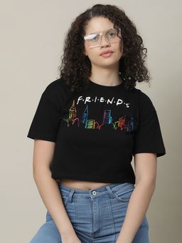 Kidsville - Girls Friends Printed Pure Cotton Oversized-Fit Tshirt