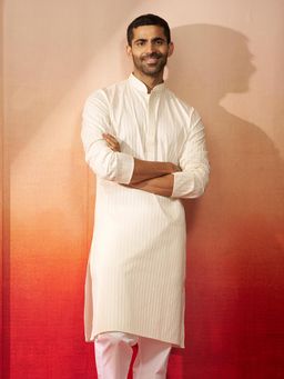 Vastramay - Cream Monalisa Embroidered Kurta