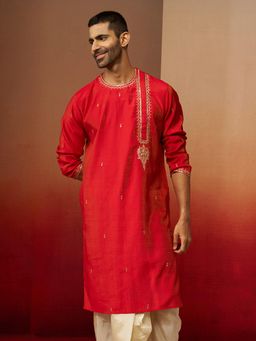 Vastramay - Red Embroidered Kurta