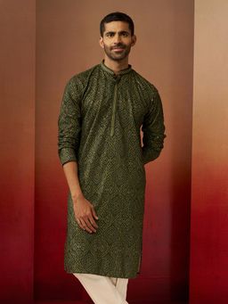 Vastramay - Green Bandhani Embroidered Kurta