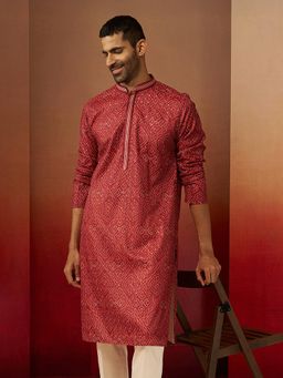 Vastramay - Rust Bandhani Embroidered Kurta