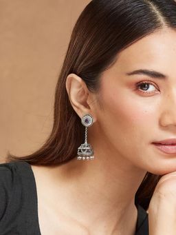 Fabindia - Purple Silver Jhumka Earrings