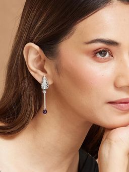 Fabindia - Purple Silver Dangler Earrings