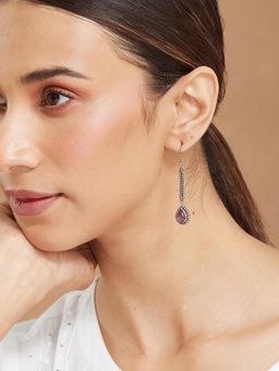 Fabindia - Purple Silver Dangler Earrings