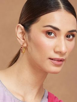 Fabindia - Red Silver Hoops Earrings