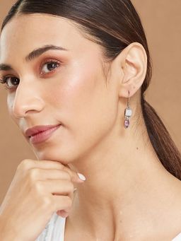 Fabindia - Purple Silver Dangler Earrings