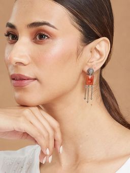 Fabindia - Red Silver Dangler Earrings