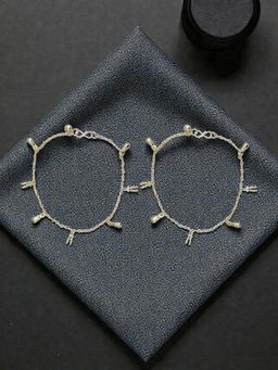 Accessher - Gold Silver Couple Charm Anklets (Pack Of 2)