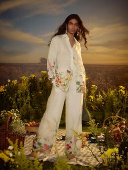 Nirmooha - White Sunny Meadow Ensemble Co-Ord (Set of 2)