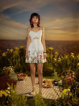 Nirmooha - White Harmonic Bloom Mini Dress
